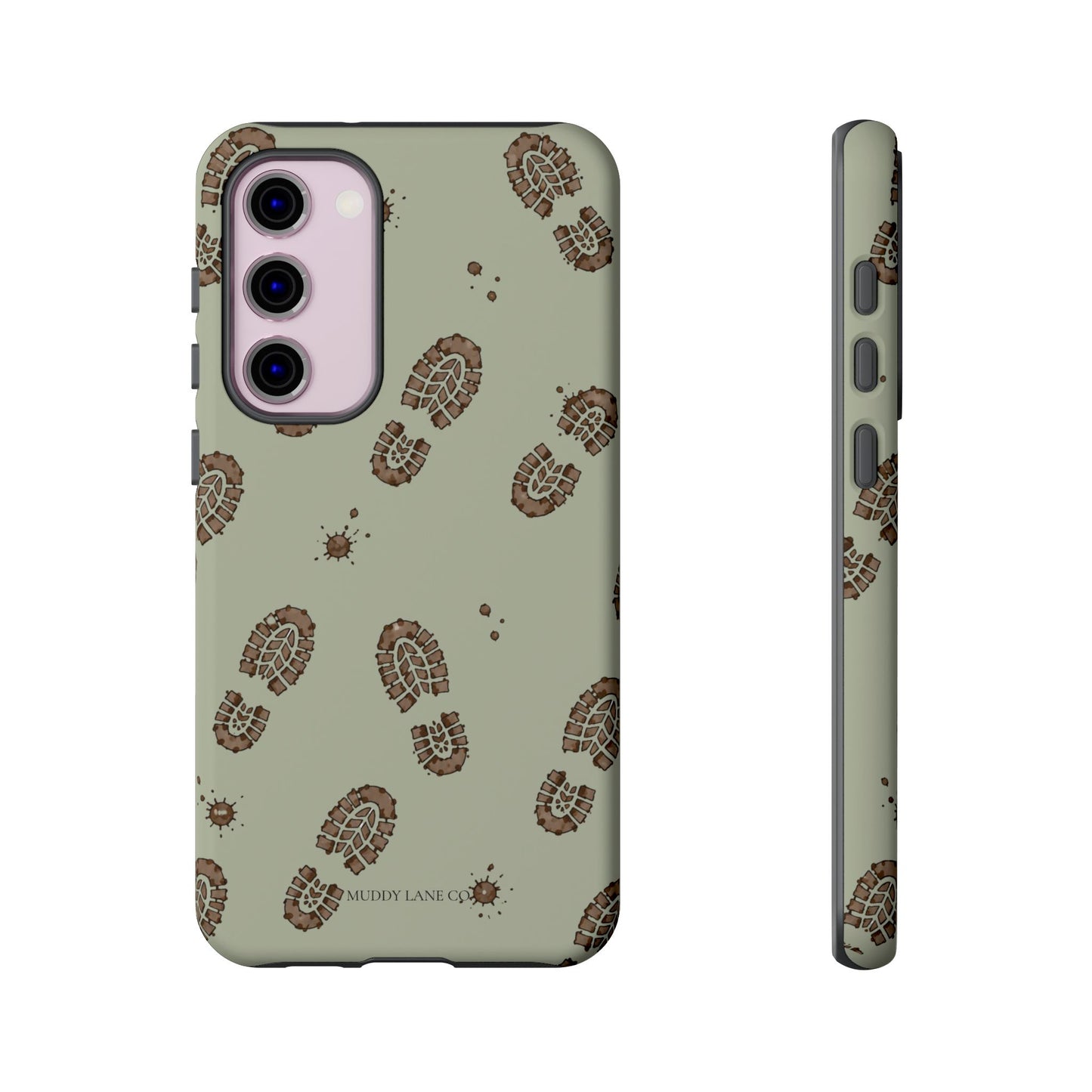 Muddy Boot Print Tough Phone Case in Light Sage Matte