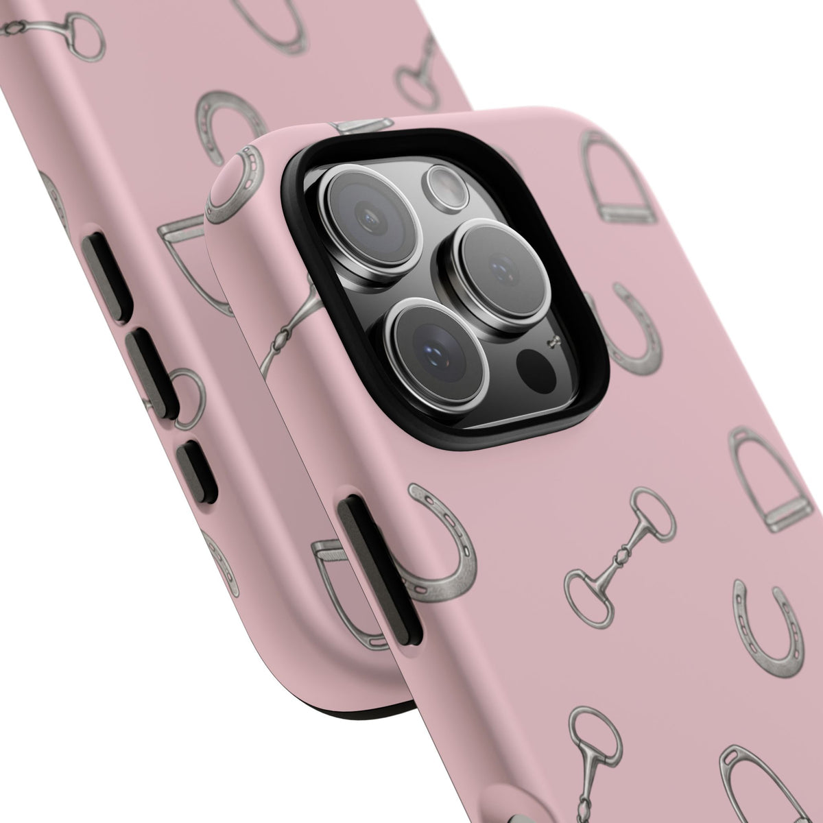 Tack Room Pattern Tough Phone Case in Soft Rosette Pink Matte