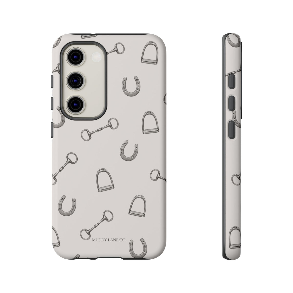 Tack Room Pattern Tough Phone Case in Warm Cream Matte