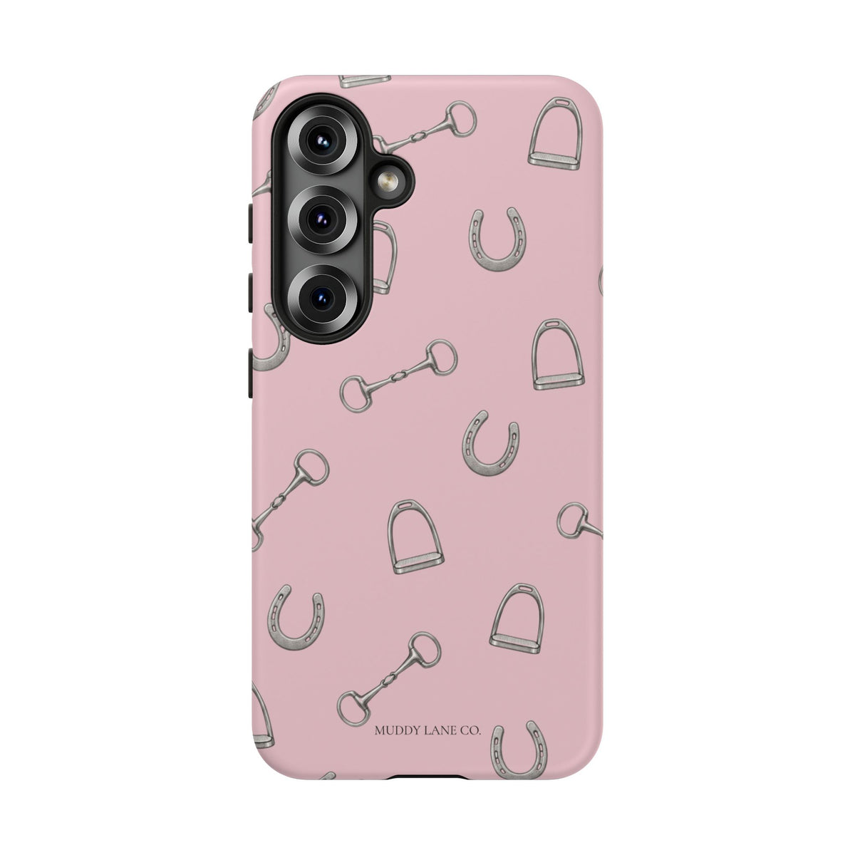 Tack Room Pattern Tough Phone Case in Soft Rosette Pink Matte