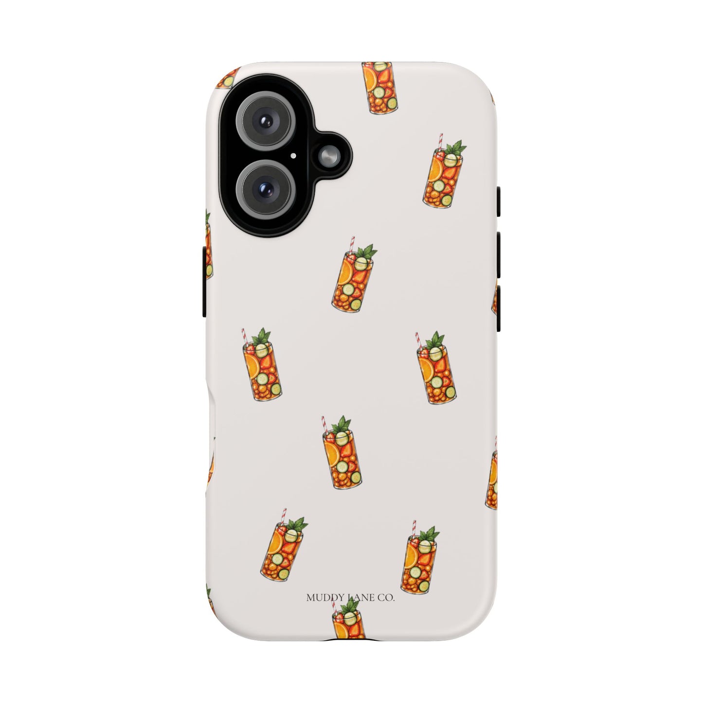 Summer Drink Pattern Tough Phone Case in Warm Cream Matte