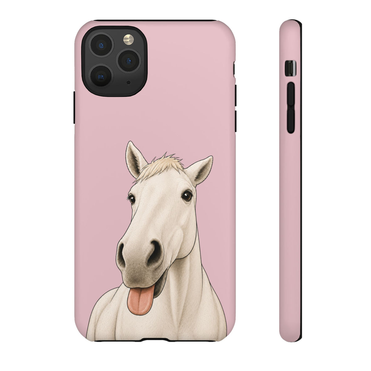 Silly White Horse Tough Phone Case in Soft Rosette Pink Matte