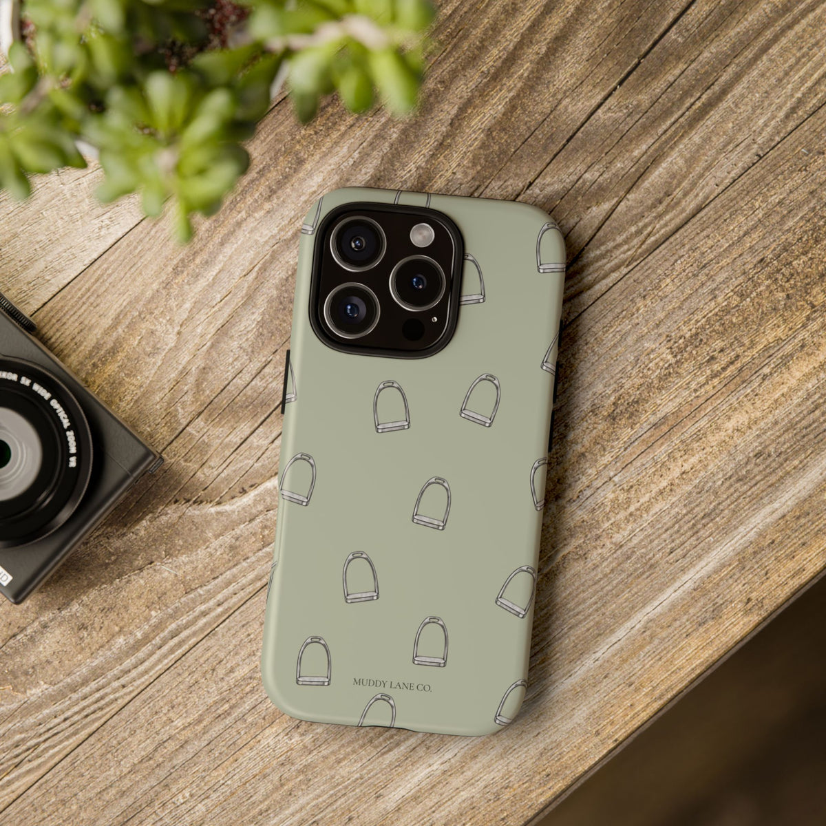 Stirrup Pattern Tough Phone Case in Light Sage Matte
