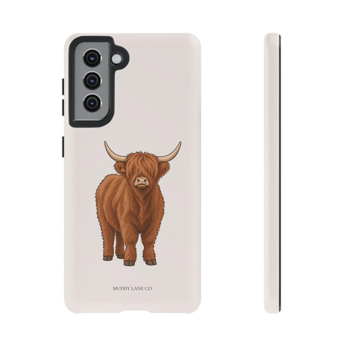 Highland Cow Tough Phone Case in Warm Cream Matte