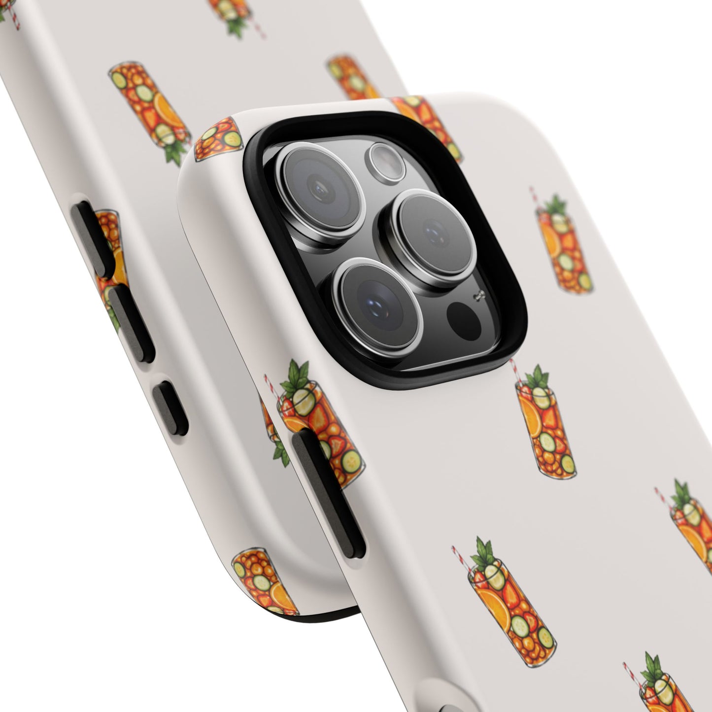 Summer Drink Pattern Tough Phone Case in Warm Cream Matte