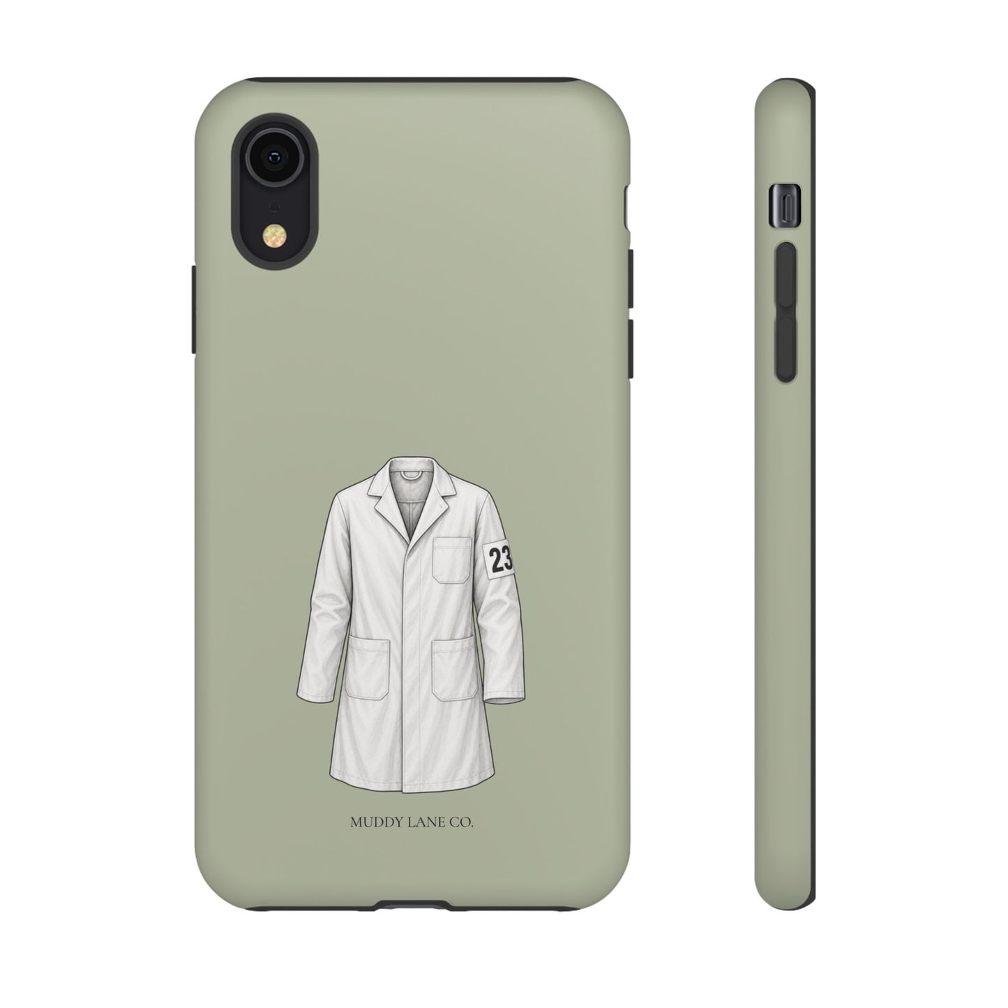 Showing Coat Tough Phone Case in Light Sage Matte