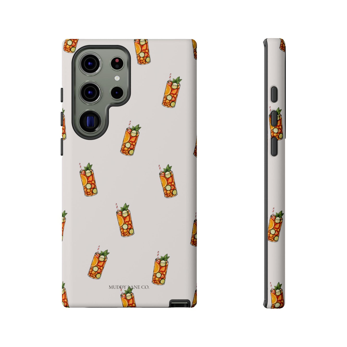 Summer Drink Pattern Tough Phone Case in Warm Cream Matte