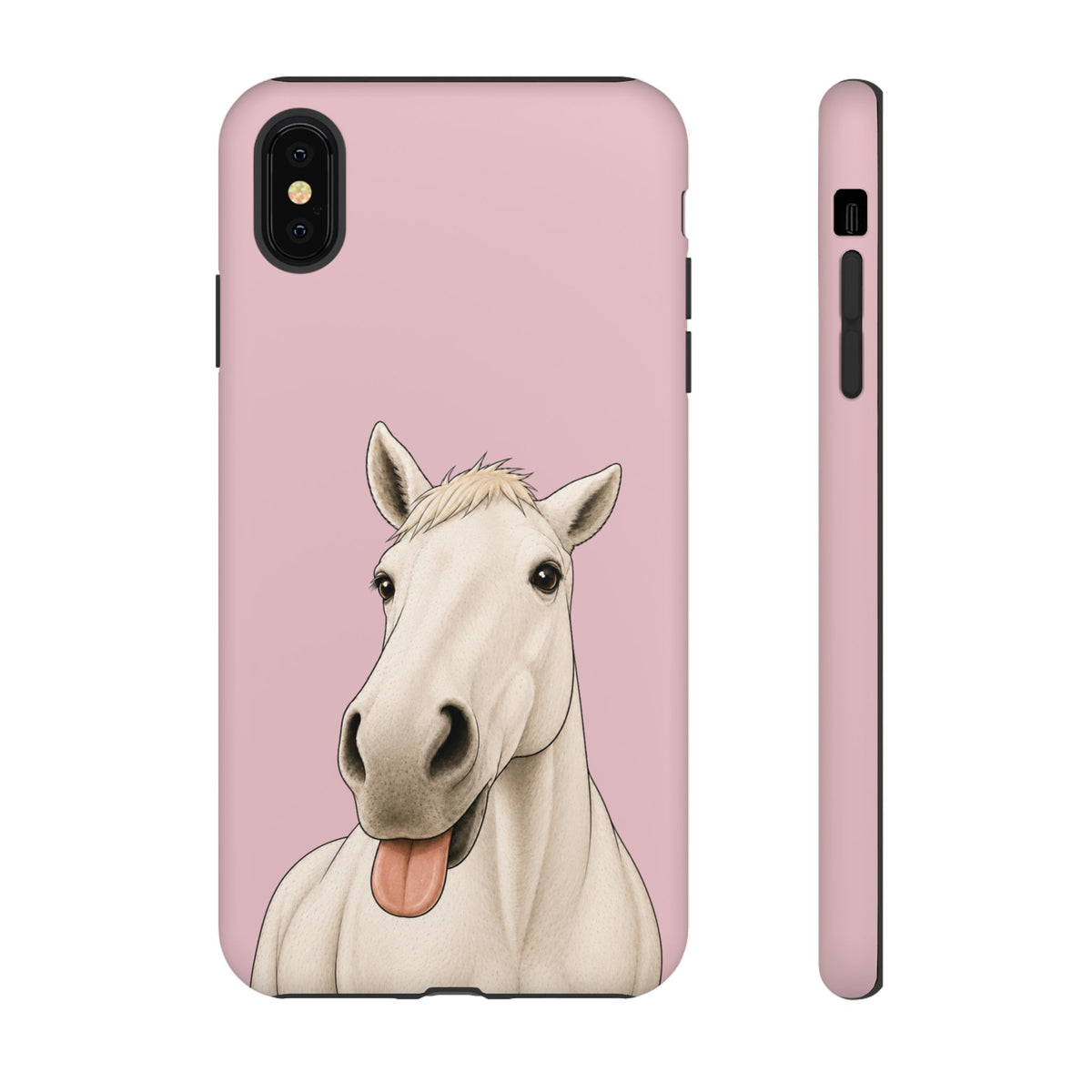 Silly White Horse Tough Phone Case in Soft Rosette Pink Matte