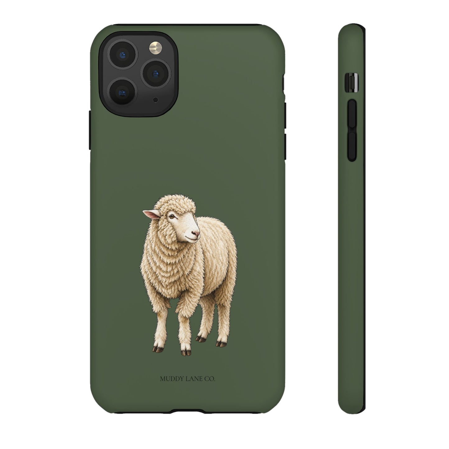 Sheep Tough Phone Case in Forest Green Matte