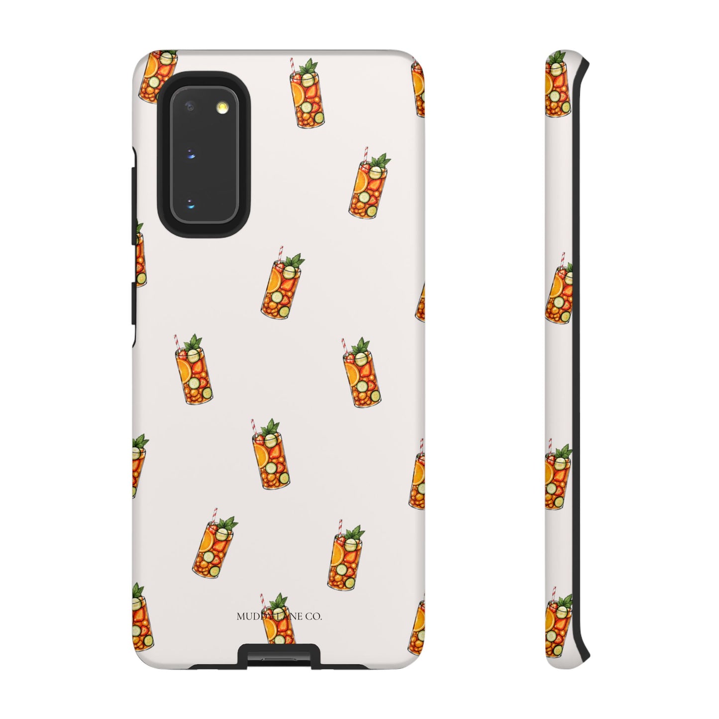 Summer Drink Pattern Tough Phone Case in Warm Cream Matte