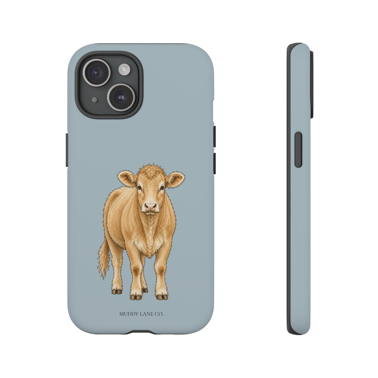 Farm Cow Tough Phone Case in Dusty Blue Matte