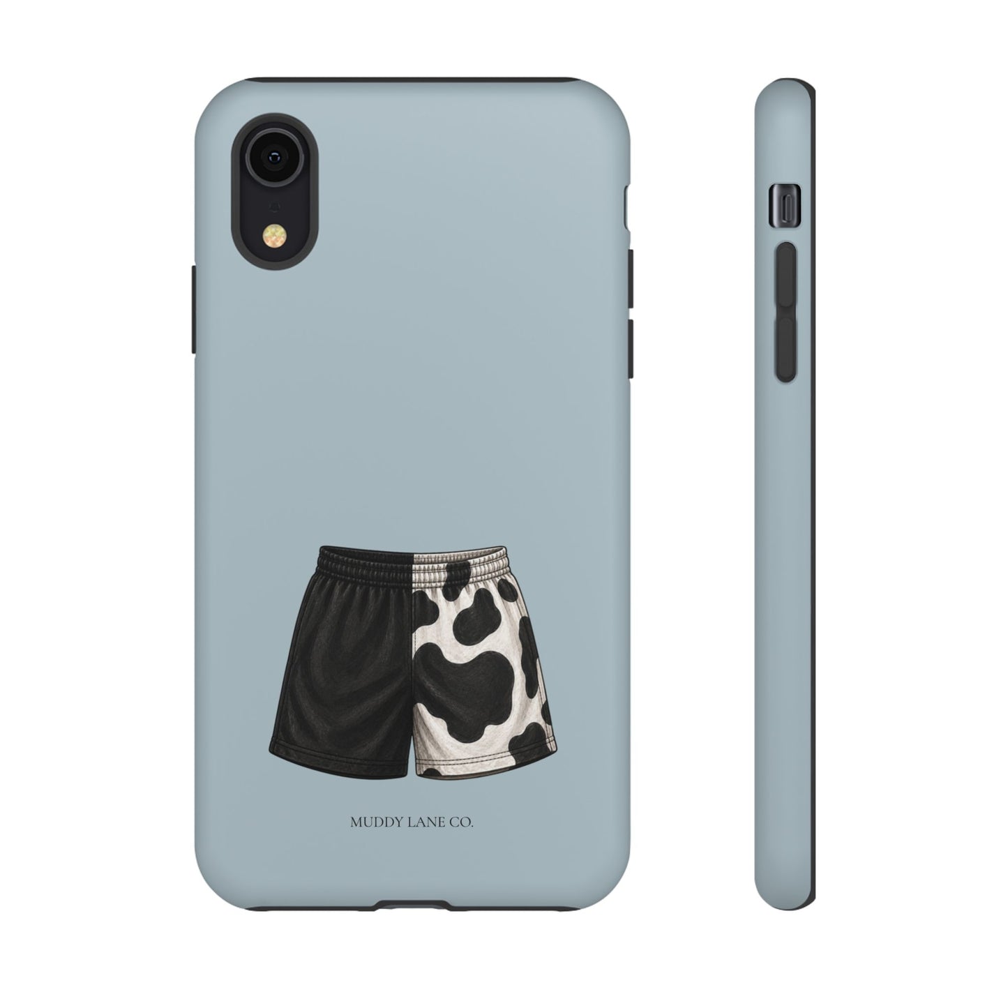 Cow Print Shorts Tough Phone Case in Dusty Blue Matte