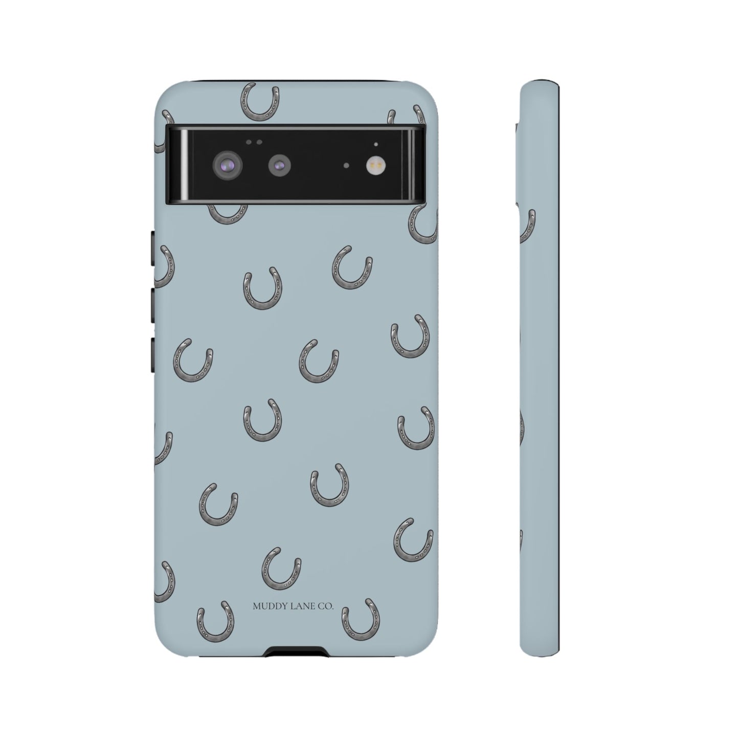 Horseshoe Pattern Tough Phone Case in Dusty Blue Matte