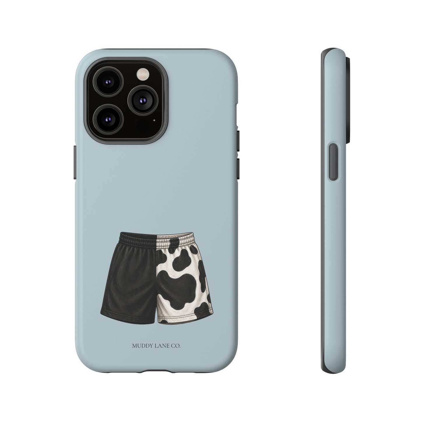 Cow Print Shorts Tough Phone Case in Dusty Blue Matte