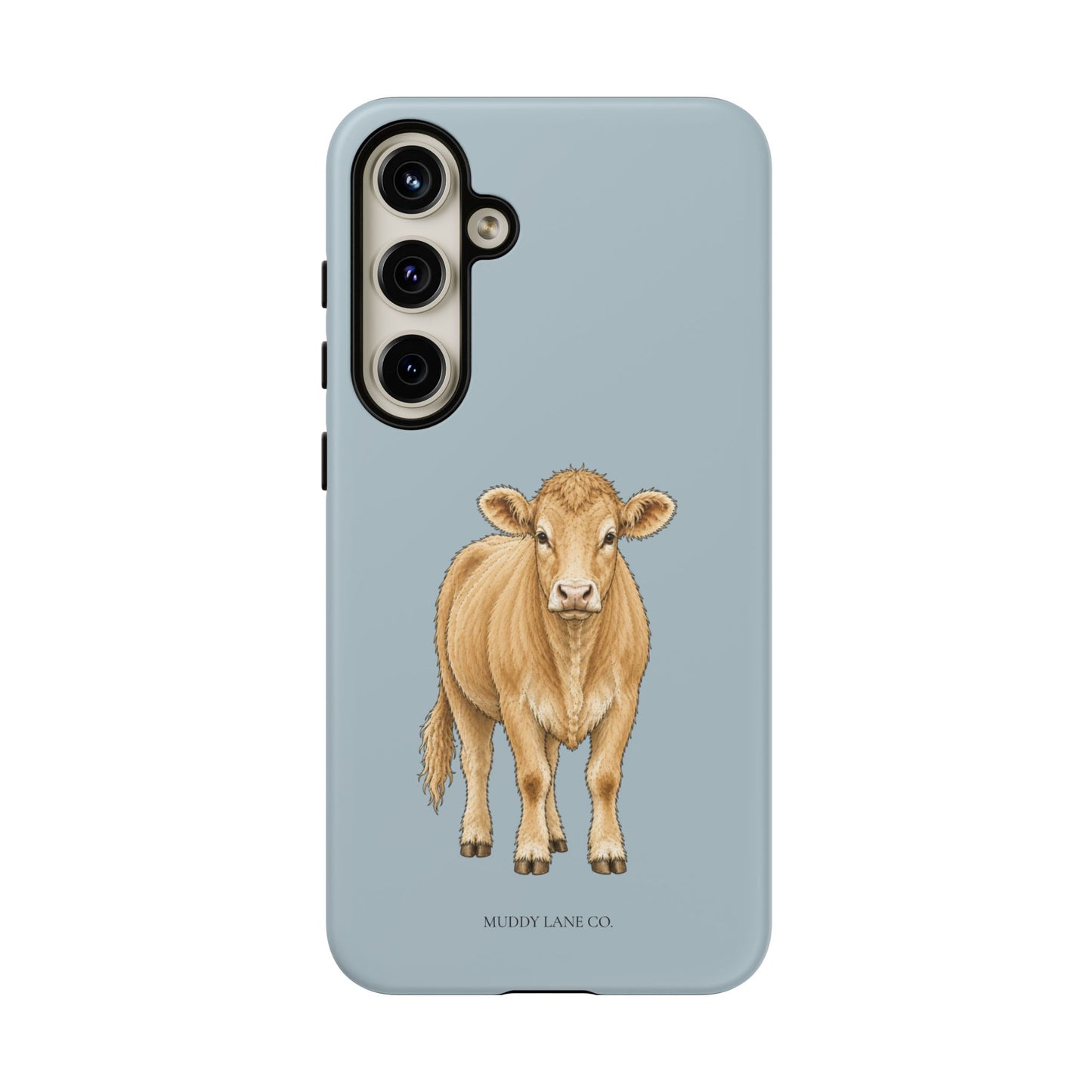 Farm Cow Tough Phone Case in Dusty Blue Matte