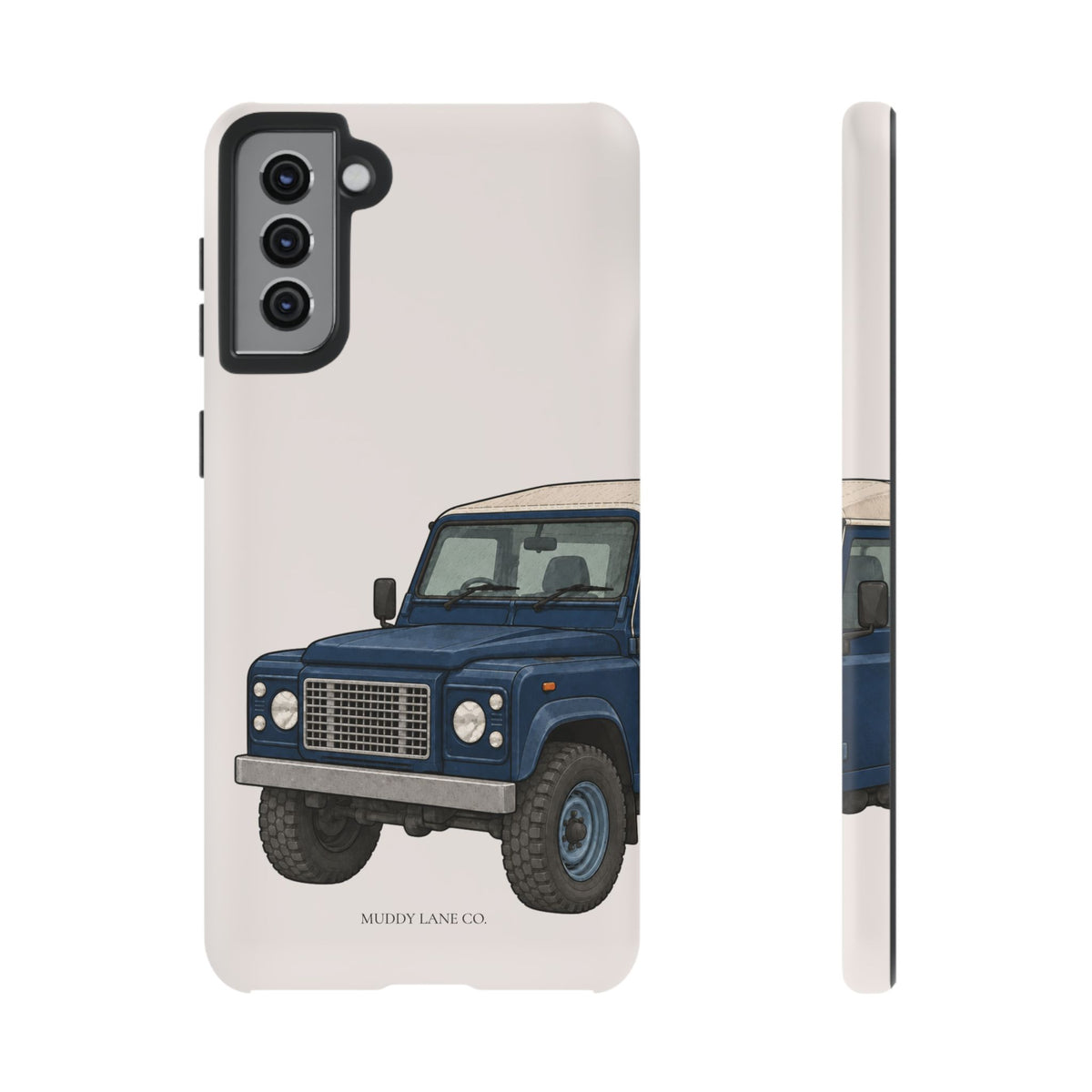 Blue Classic 4x4 Close-Up Tough Phone Case in Warm Cream Matte