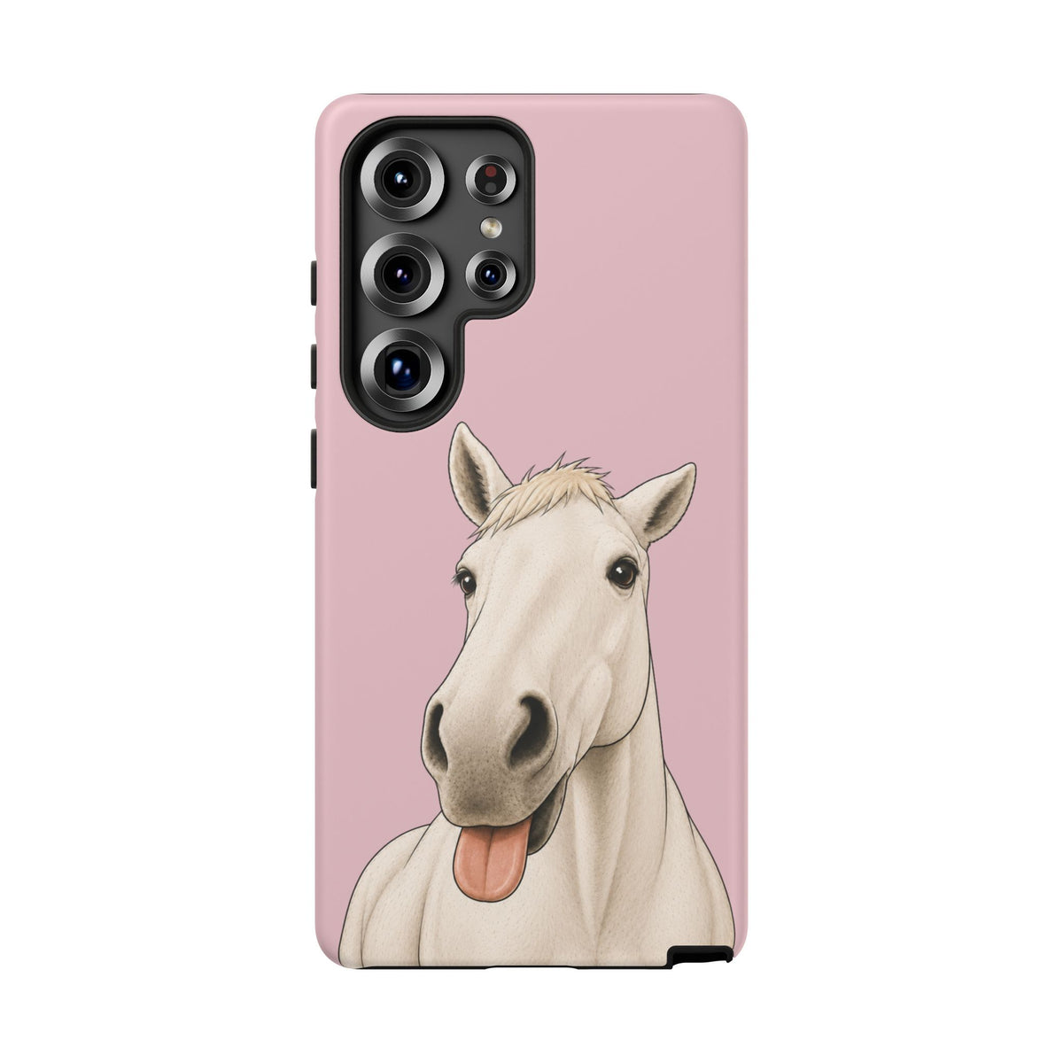 Silly White Horse Tough Phone Case in Soft Rosette Pink Matte