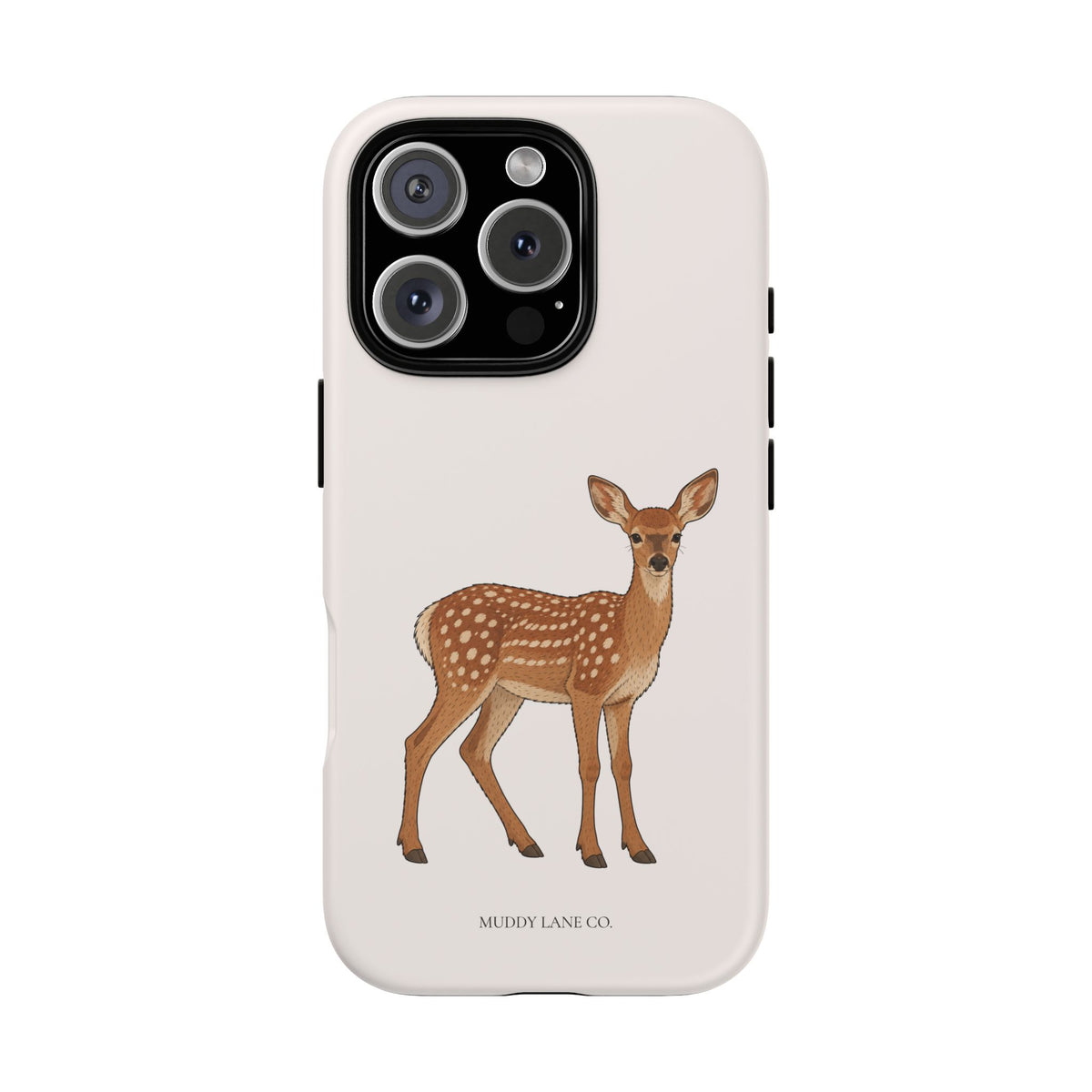 Fawn tough phone case in Warm Cream, matte finish, original Muddy Lane Co. artwork