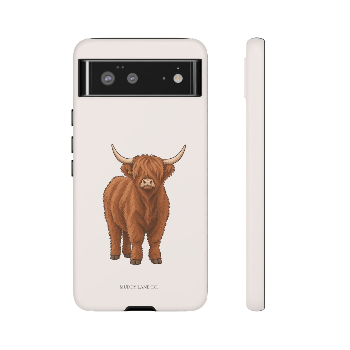 Highland Cow Tough Phone Case in Warm Cream Matte
