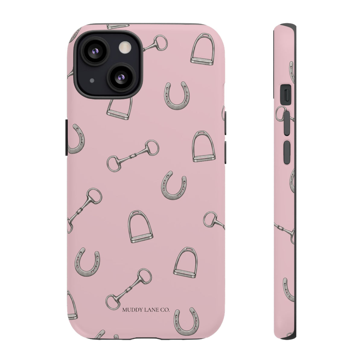 Tack Room Pattern Tough Phone Case in Soft Rosette Pink Matte