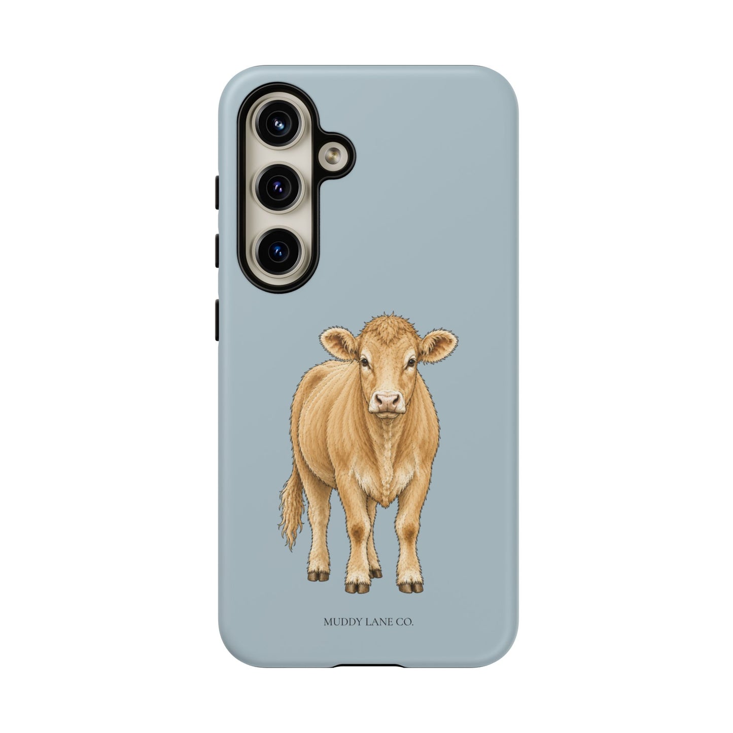 Farm Cow Tough Phone Case in Dusty Blue Matte