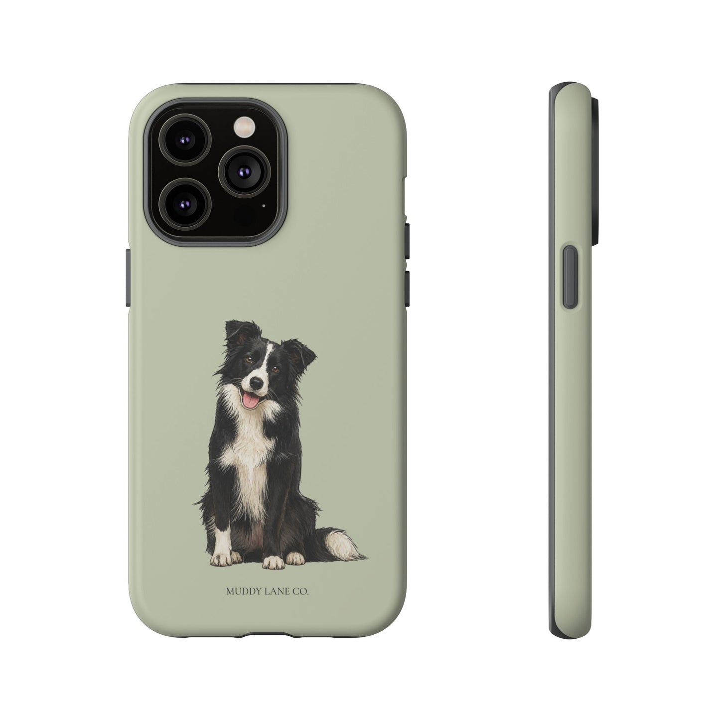 Border Collie Tough Phone Case in Light Sage Matte