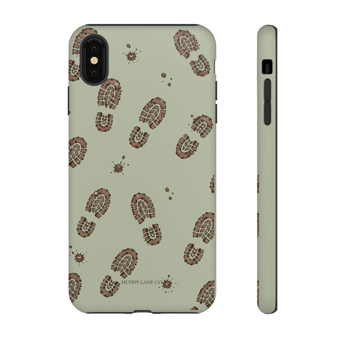 Muddy Boot Print Tough Phone Case in Light Sage Matte