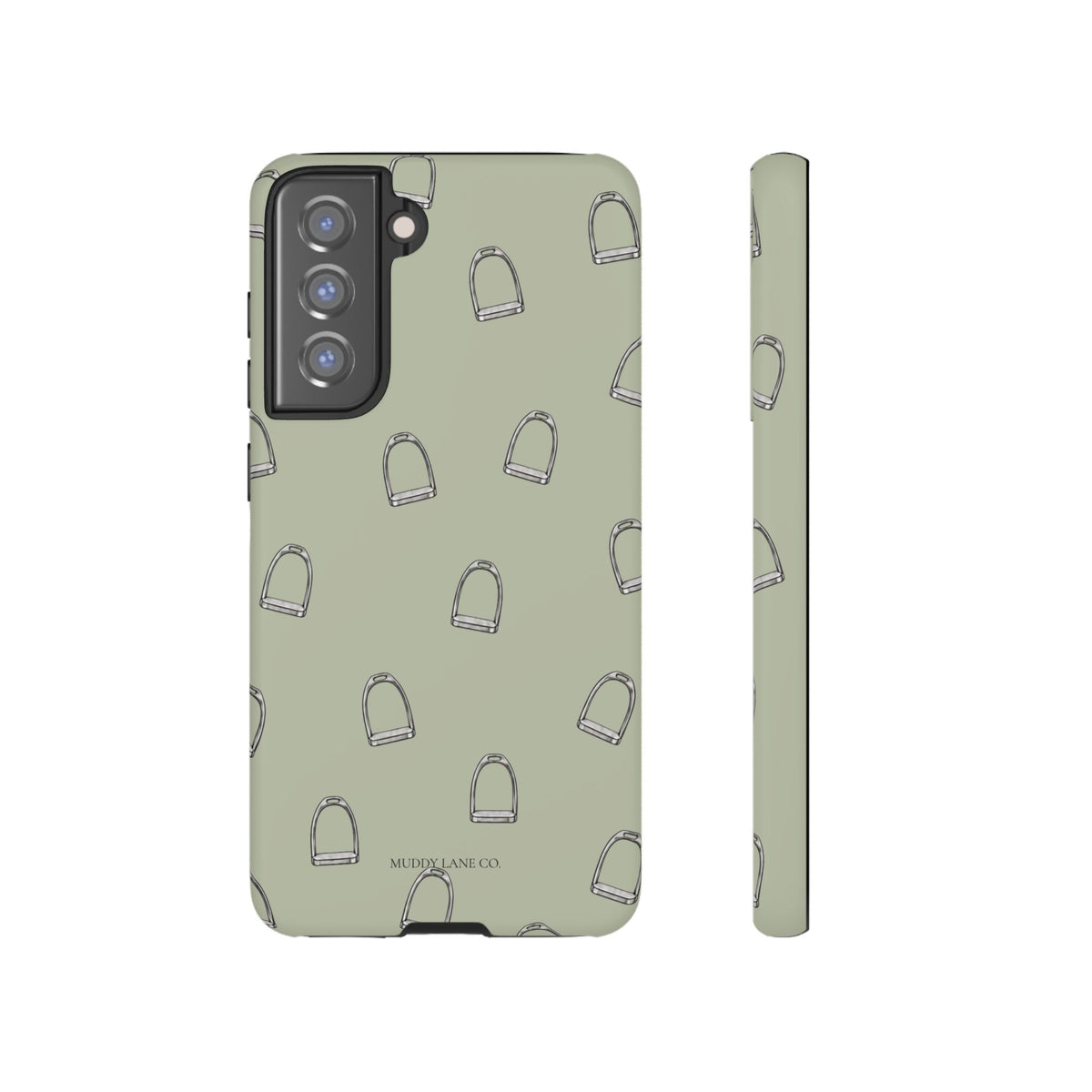 Stirrup Pattern Tough Phone Case in Light Sage Matte