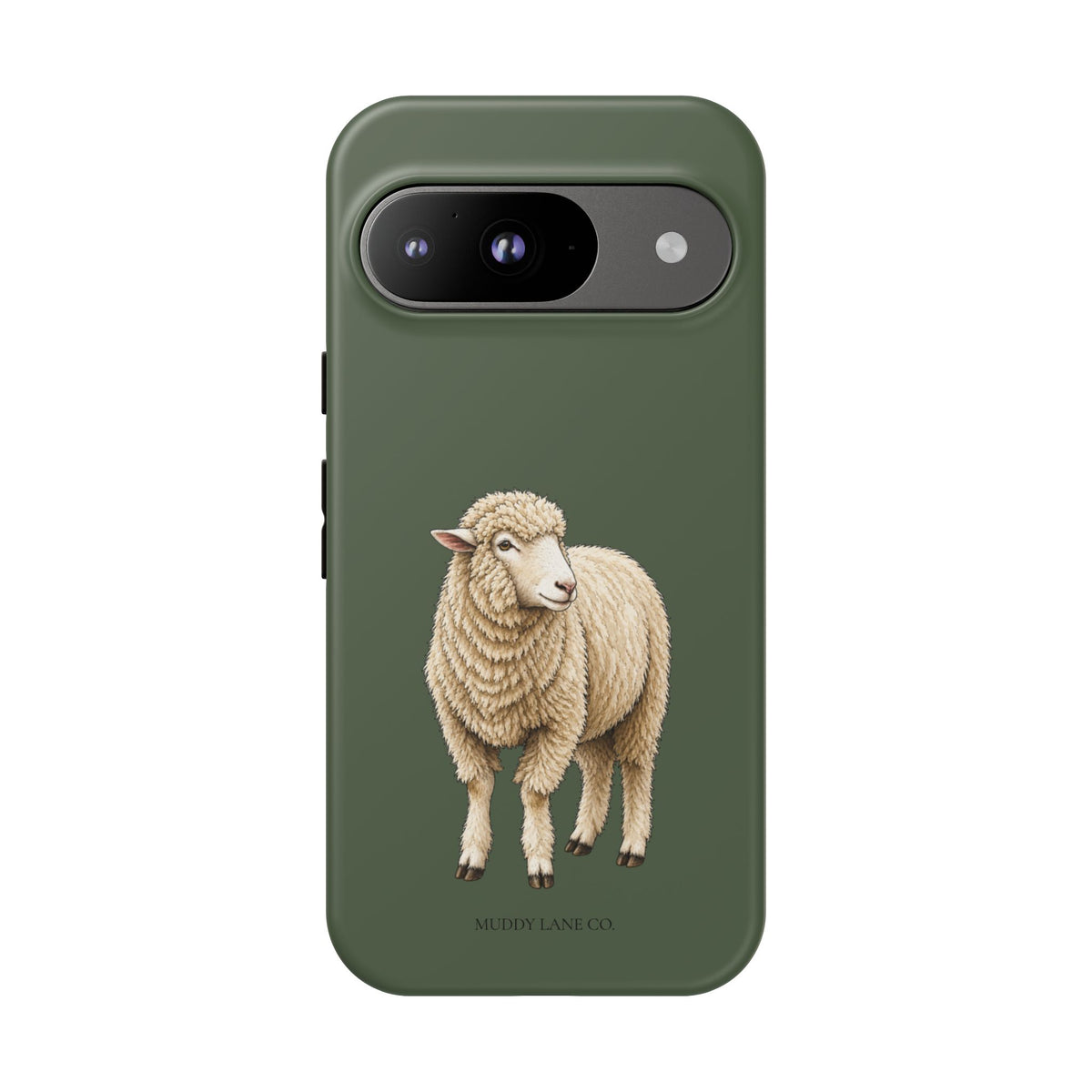 Sheep Tough Phone Case in Forest Green Matte