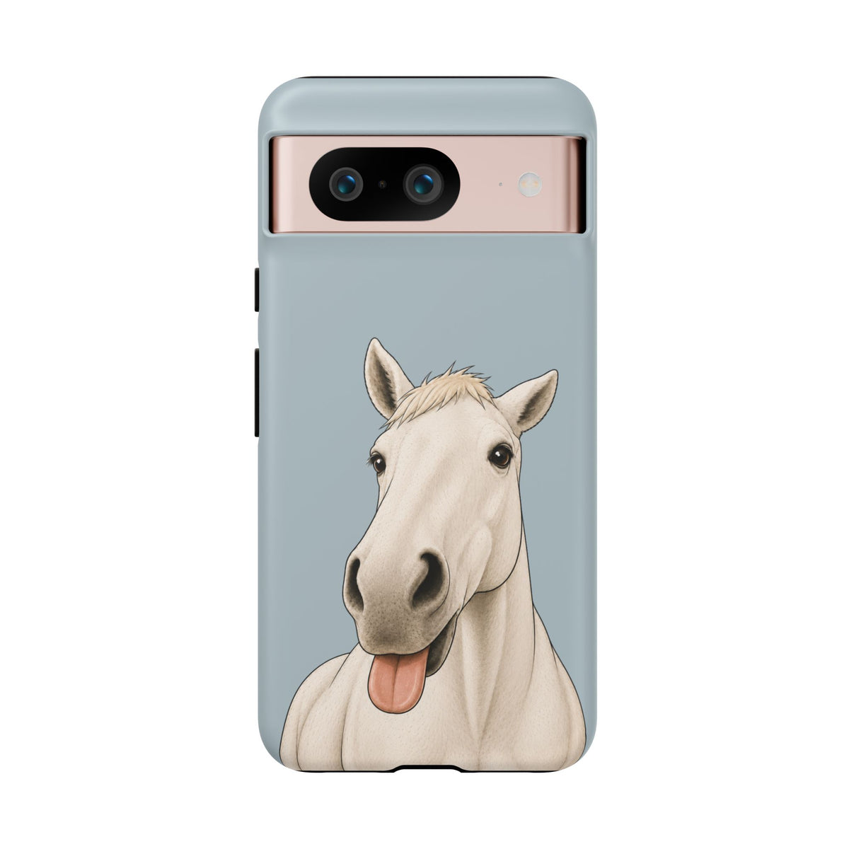 Silly White Horse Tough Phone Case in Dusty Blue Matte