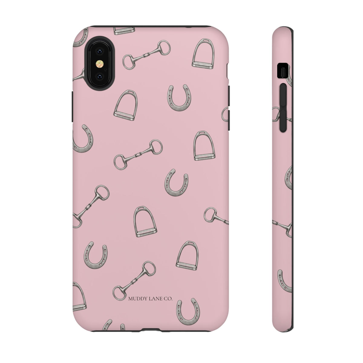 Tack Room Pattern Tough Phone Case in Soft Rosette Pink Matte
