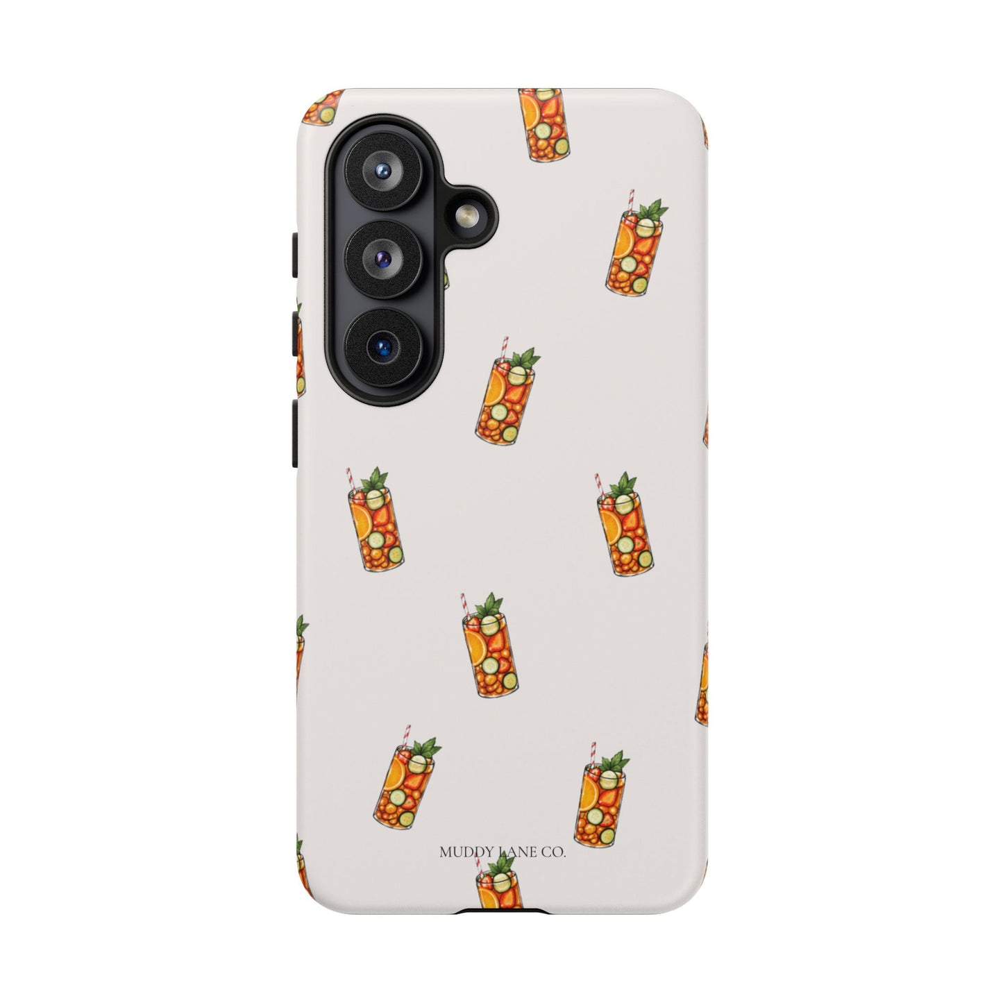 Summer Drink Pattern Tough Phone Case in Warm Cream Matte