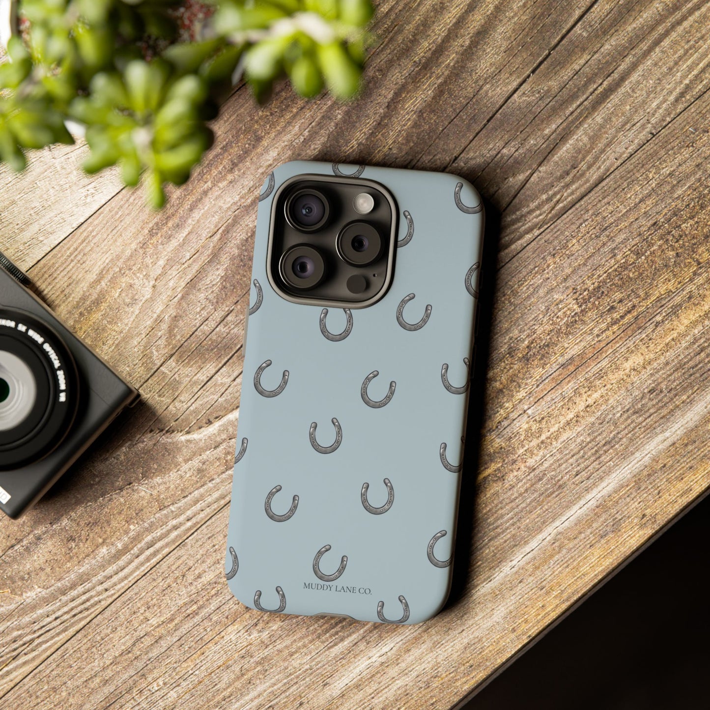 Horseshoe Pattern Tough Phone Case in Dusty Blue Matte