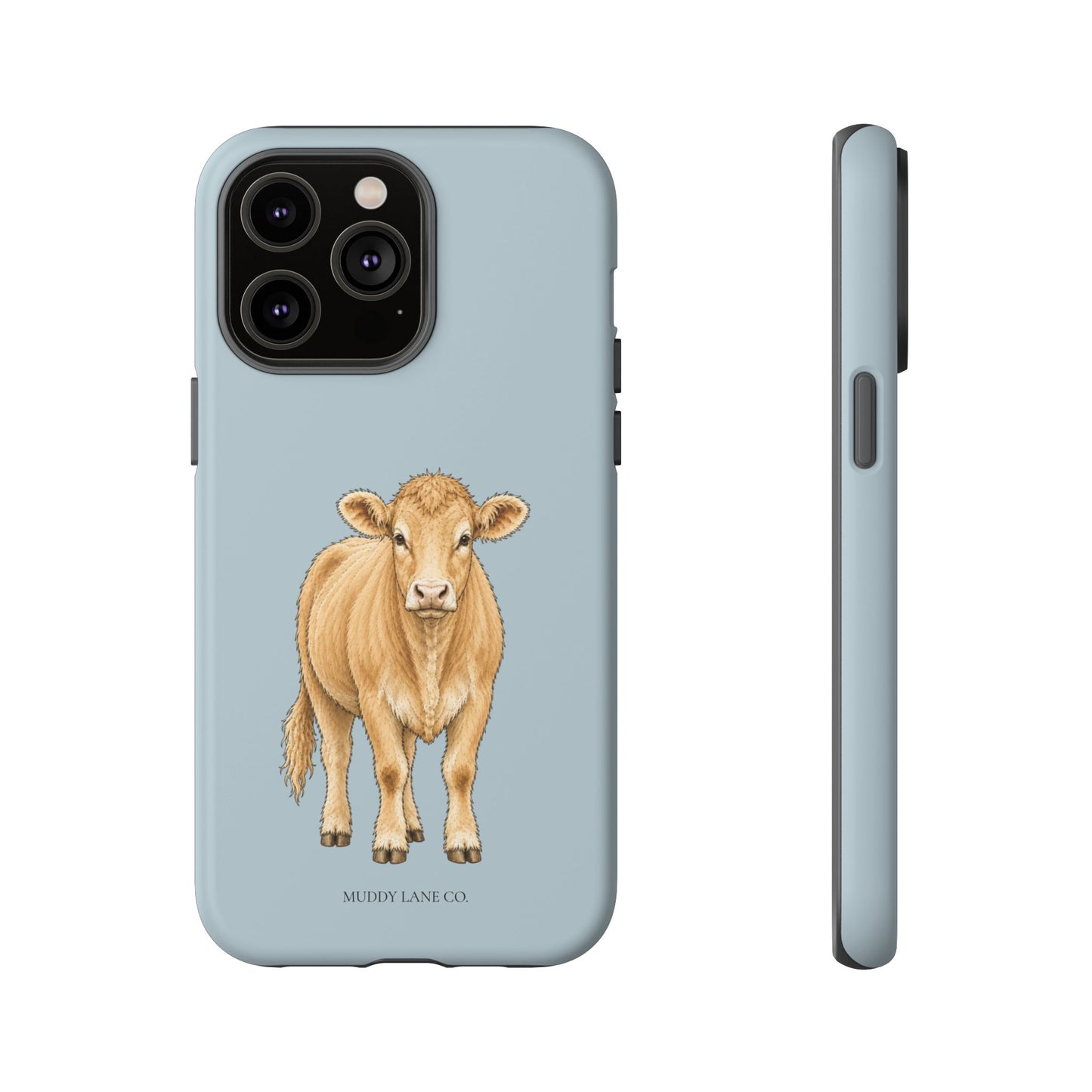 Farm Cow Tough Phone Case in Dusty Blue Matte