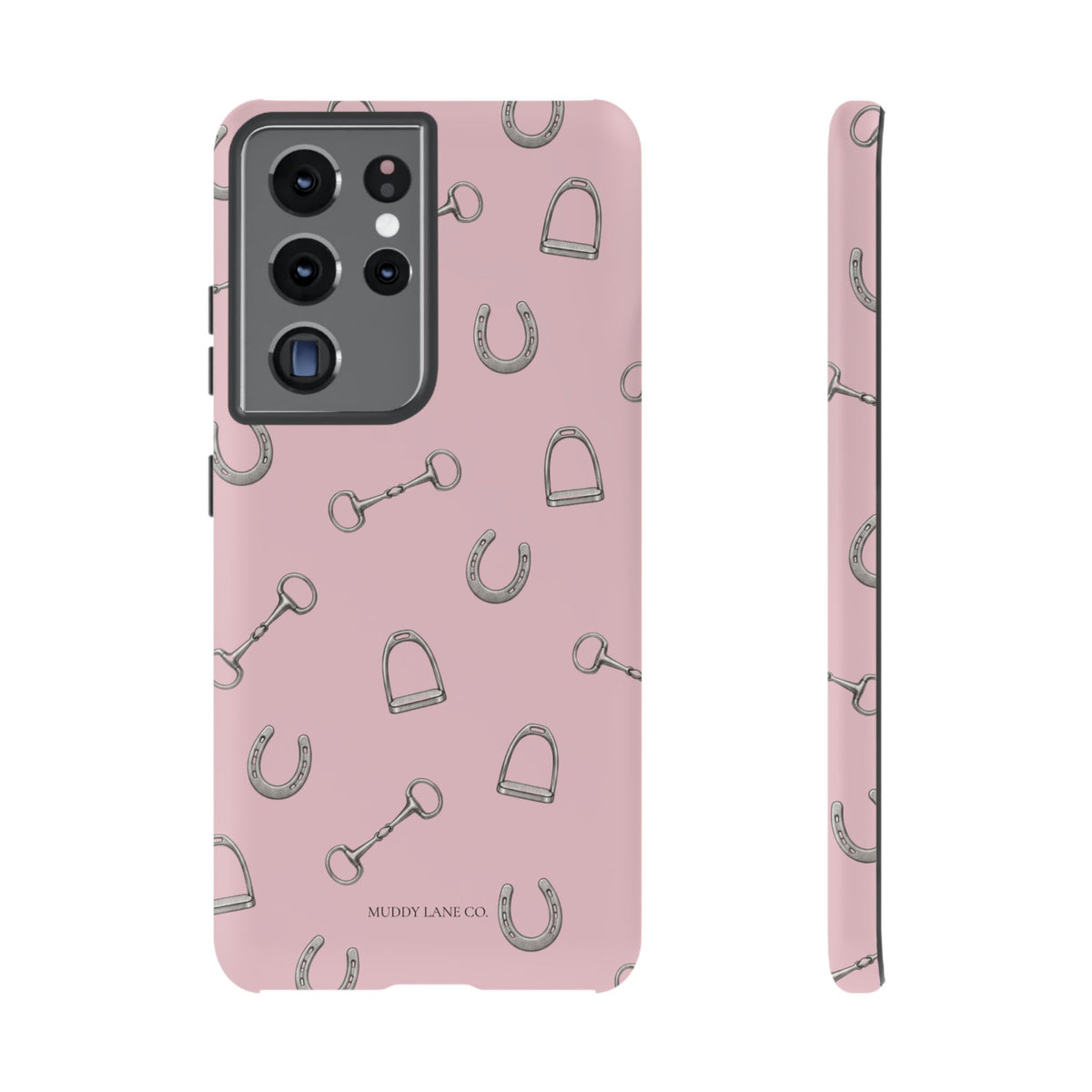 Tack Room Pattern Tough Phone Case in Soft Rosette Pink Matte