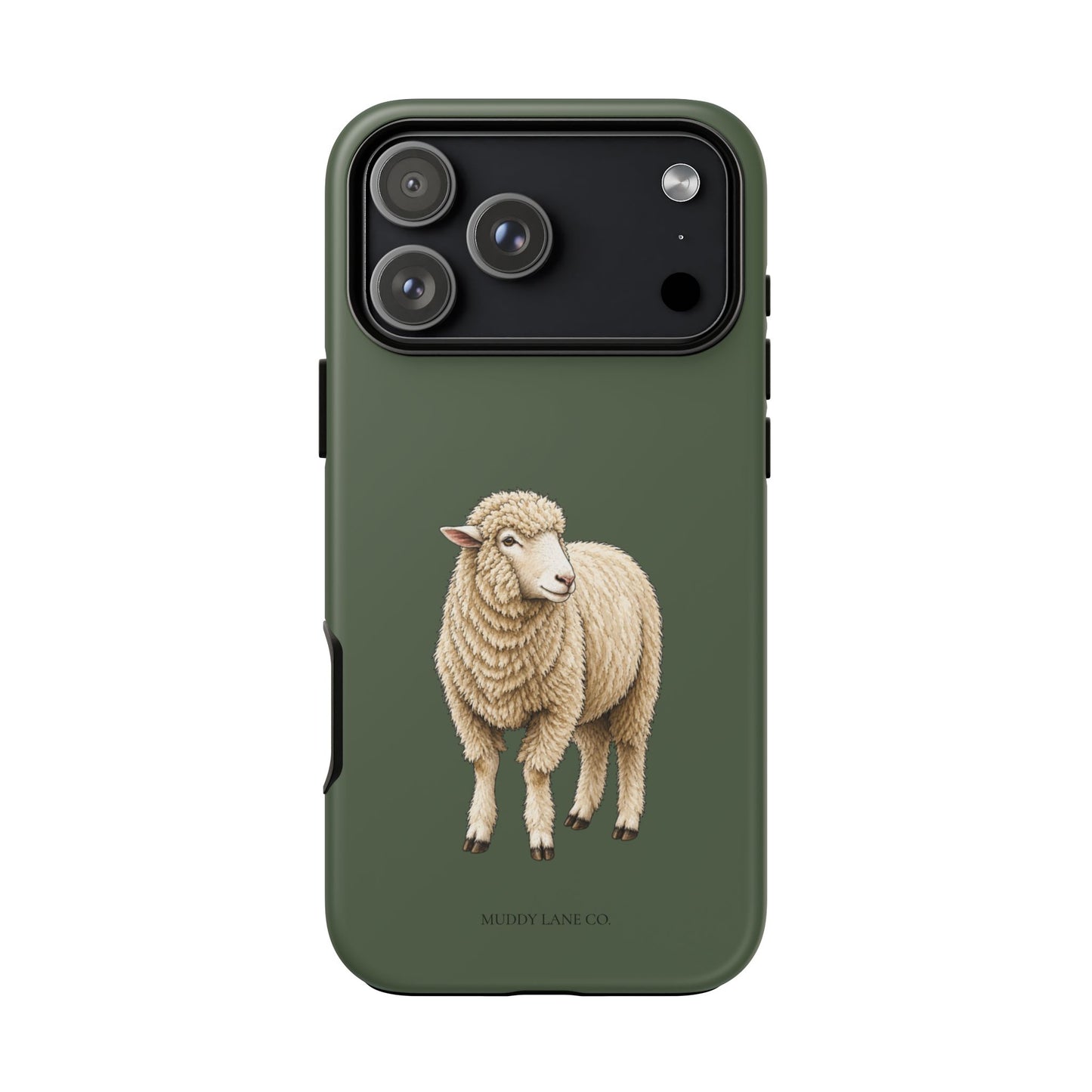 Sheep Tough Phone Case in Forest Green Matte