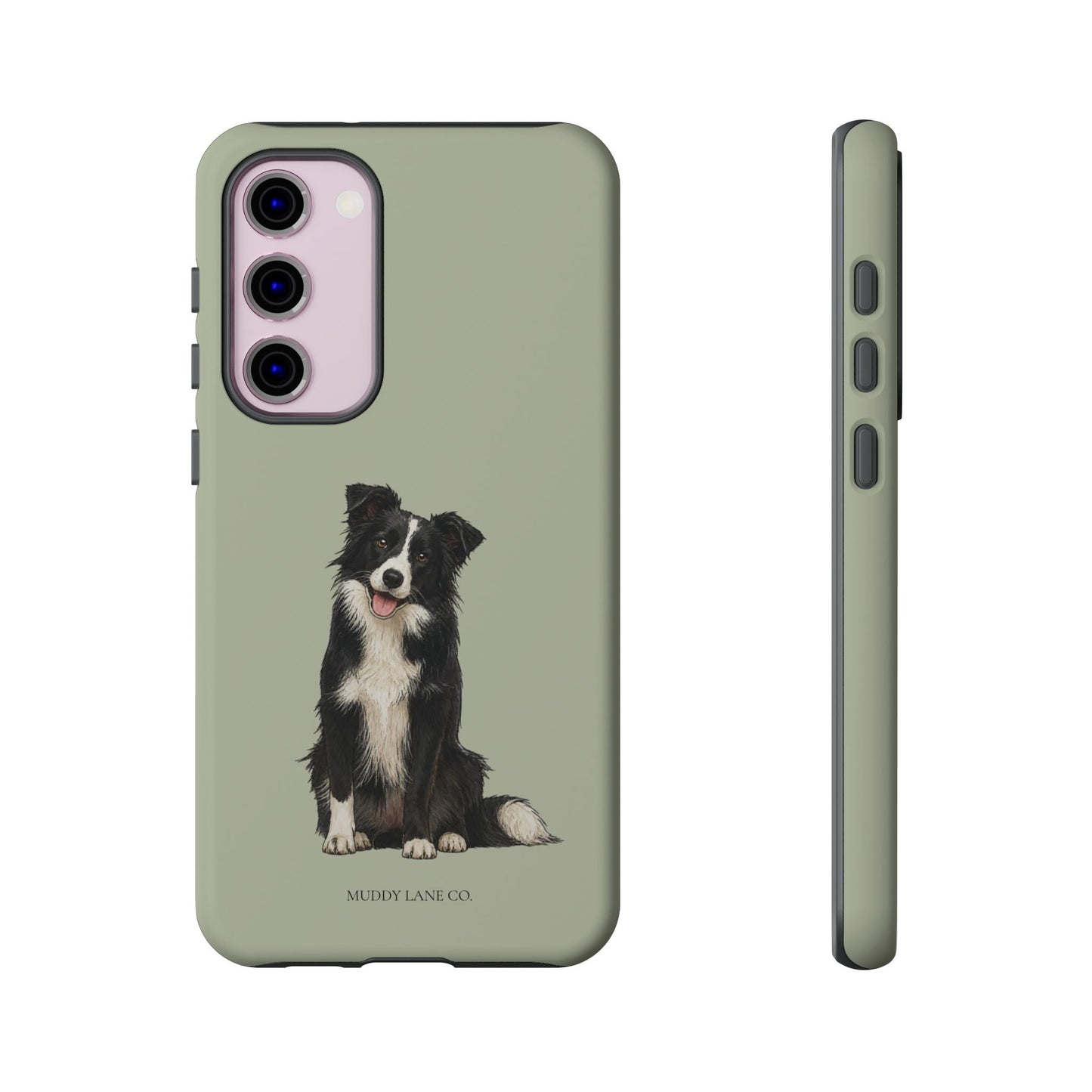 Border Collie Tough Phone Case in Light Sage Matte