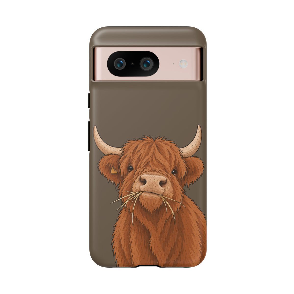Highland Cow Close-Up Tough Phone Case in Taupe Brown Matte