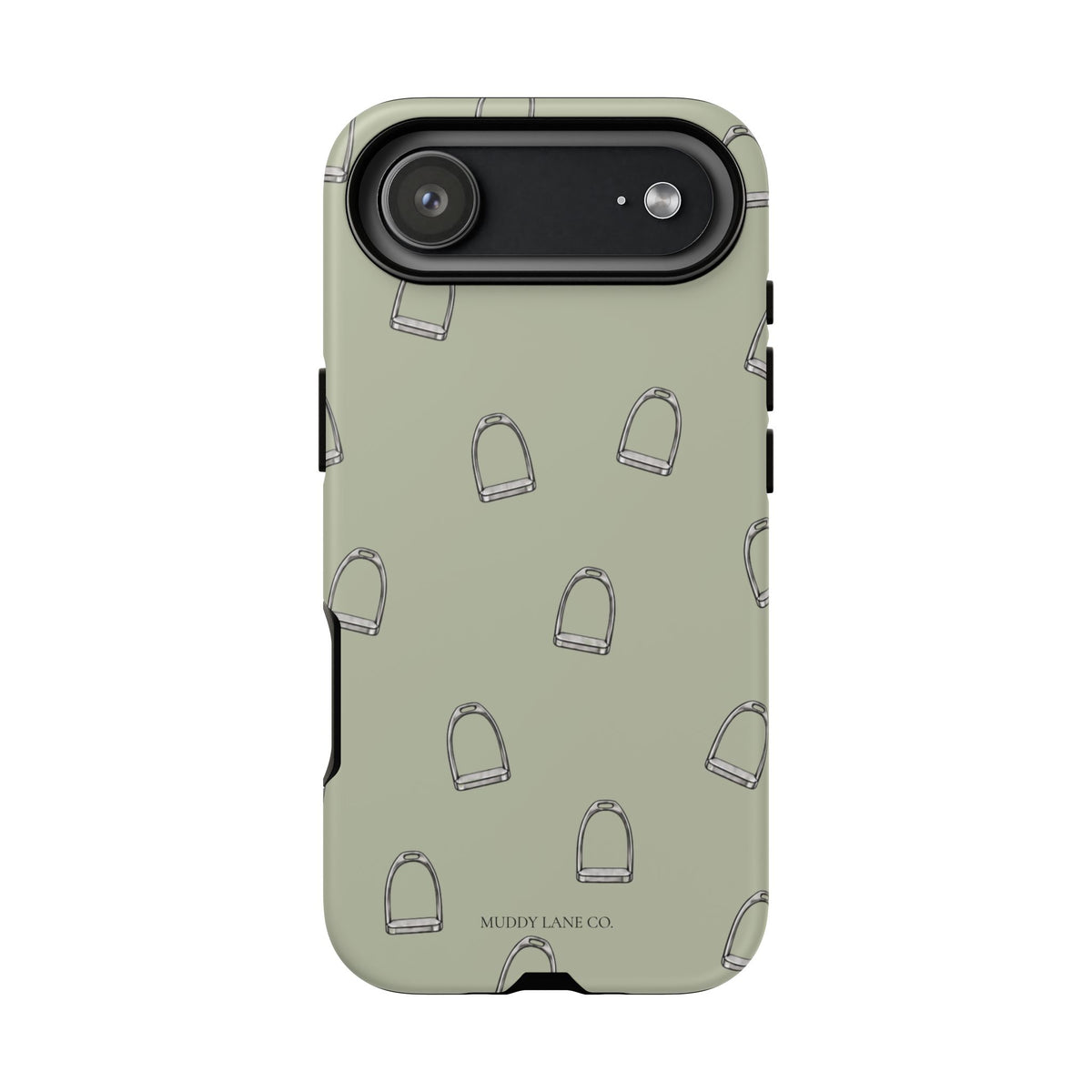 Stirrup Pattern Tough Phone Case in Light Sage Matte