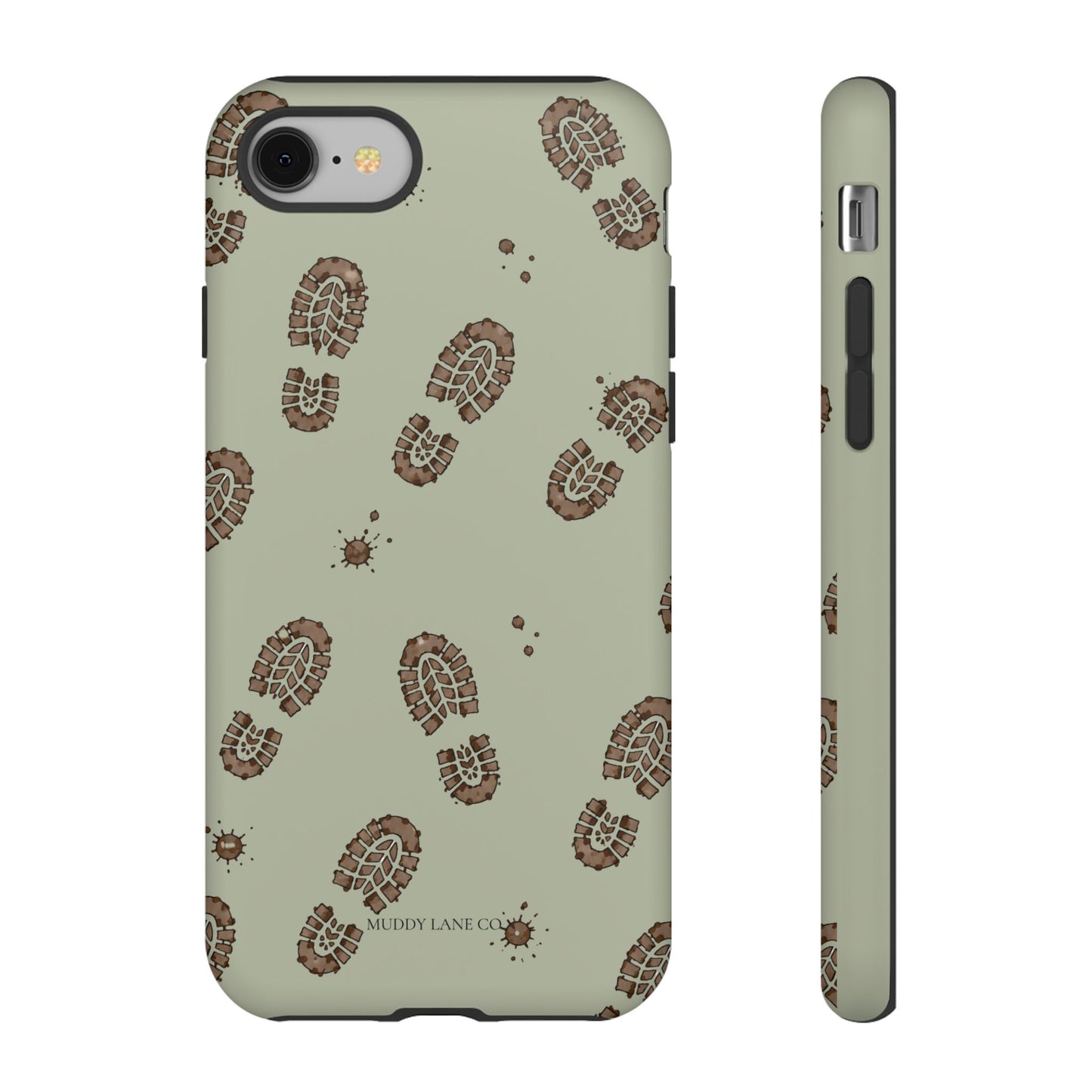 Muddy Boot Print Tough Phone Case in Light Sage Matte