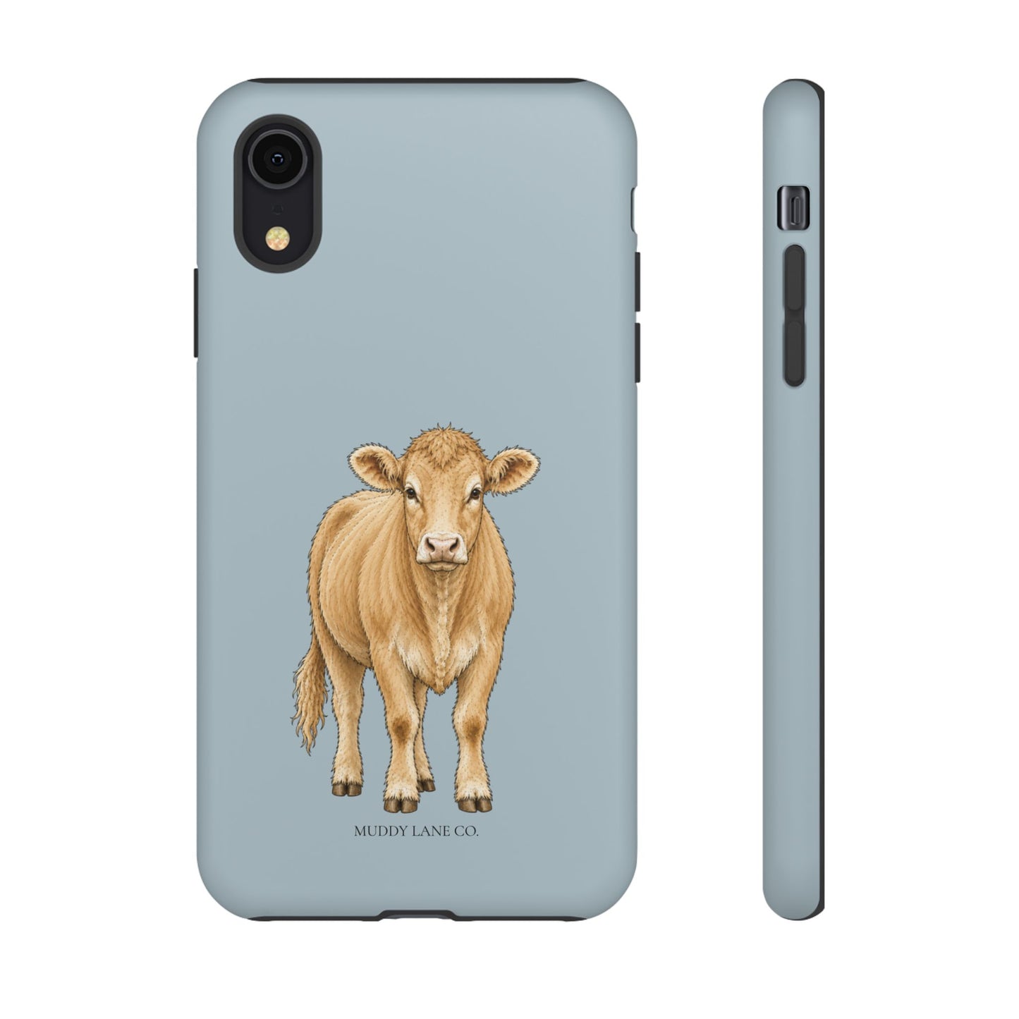 Farm Cow Tough Phone Case in Dusty Blue Matte