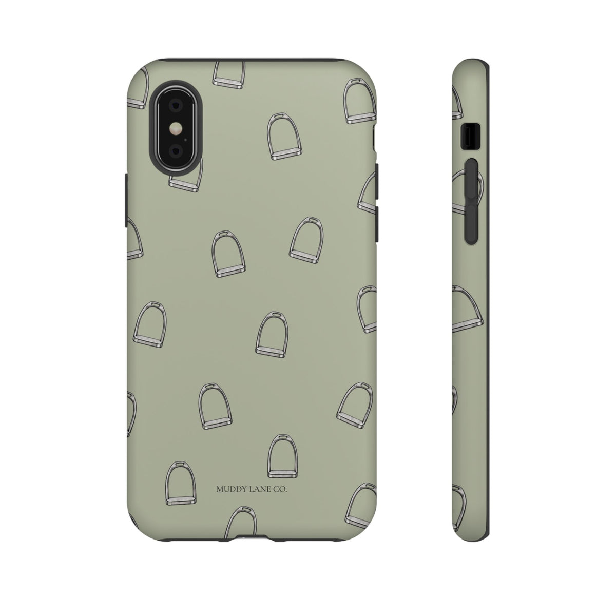 Stirrup Pattern Tough Phone Case in Light Sage Matte