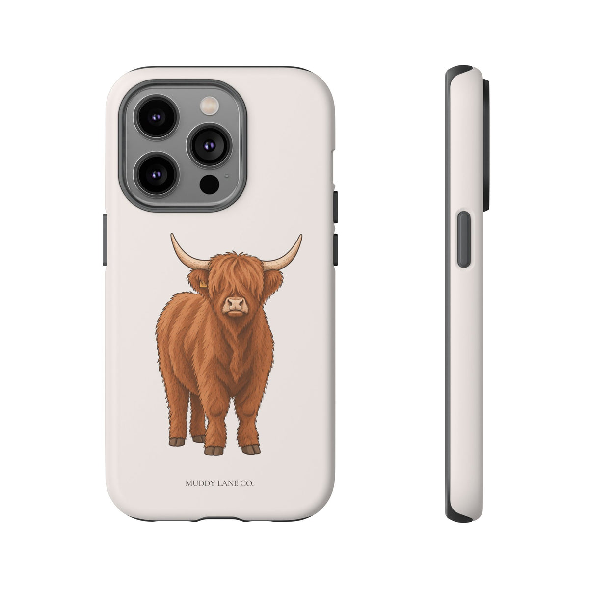 Highland Cow Tough Phone Case in Warm Cream Matte