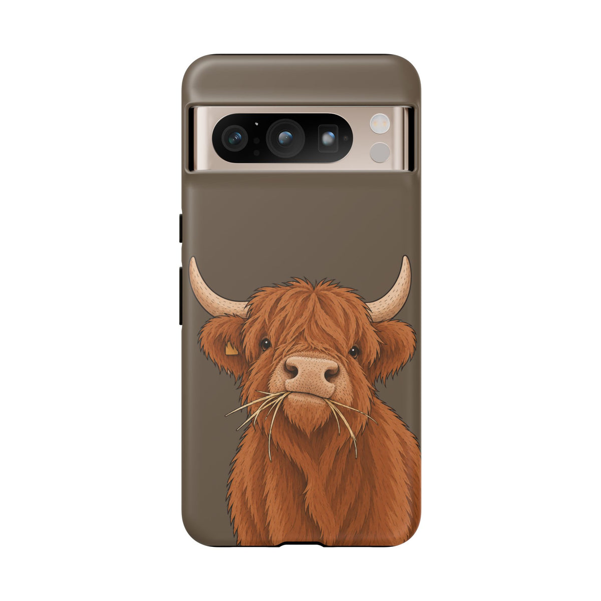 Highland Cow Close-Up Tough Phone Case in Taupe Brown Matte