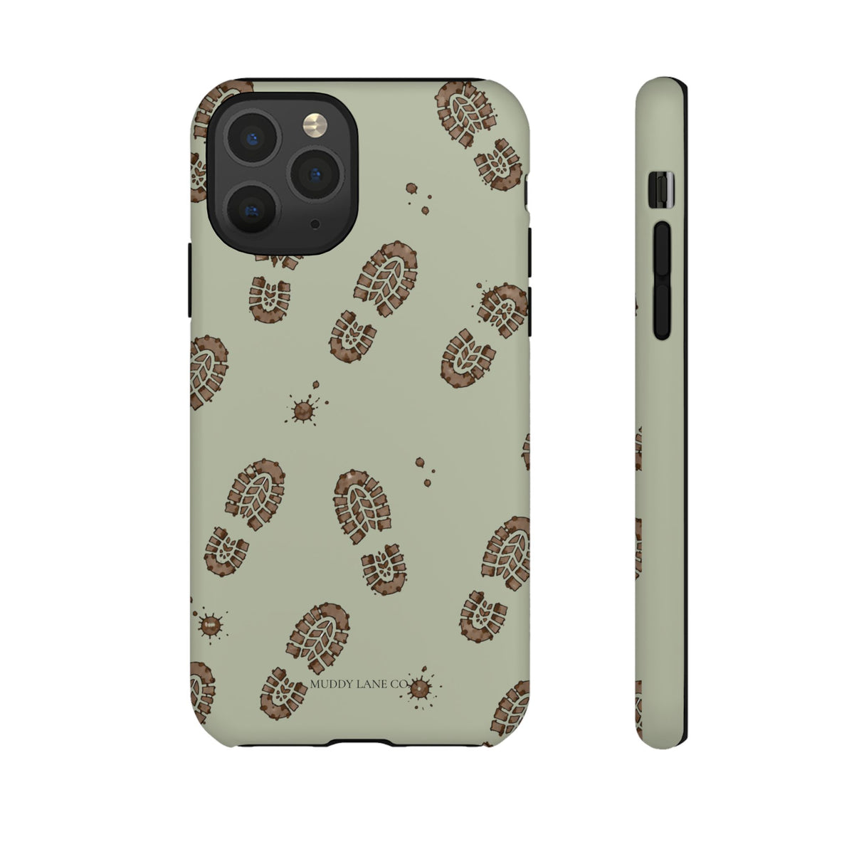 Muddy Boot Print Tough Phone Case in Light Sage Matte