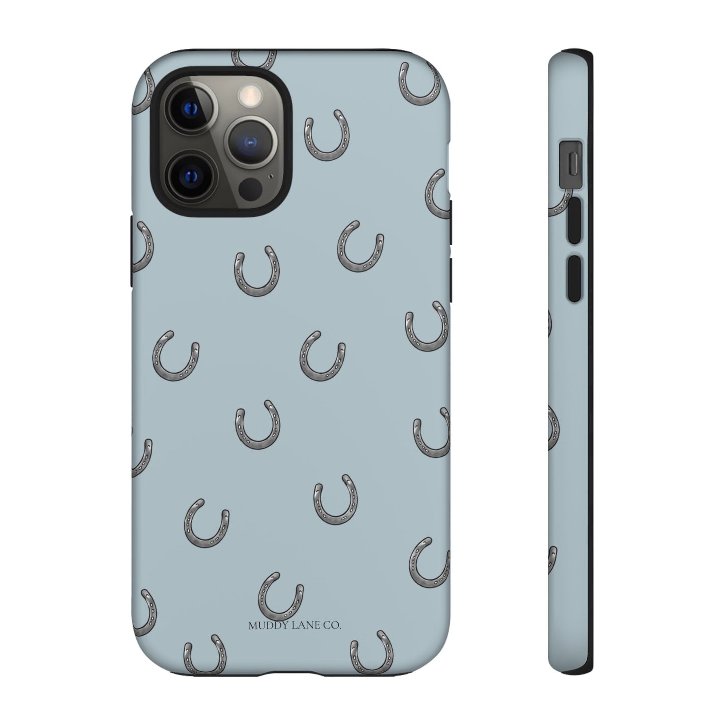 Horseshoe Pattern Tough Phone Case in Dusty Blue Matte
