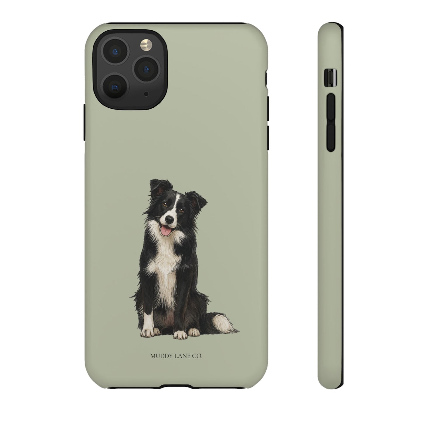 Border Collie Tough Phone Case in Light Sage Matte