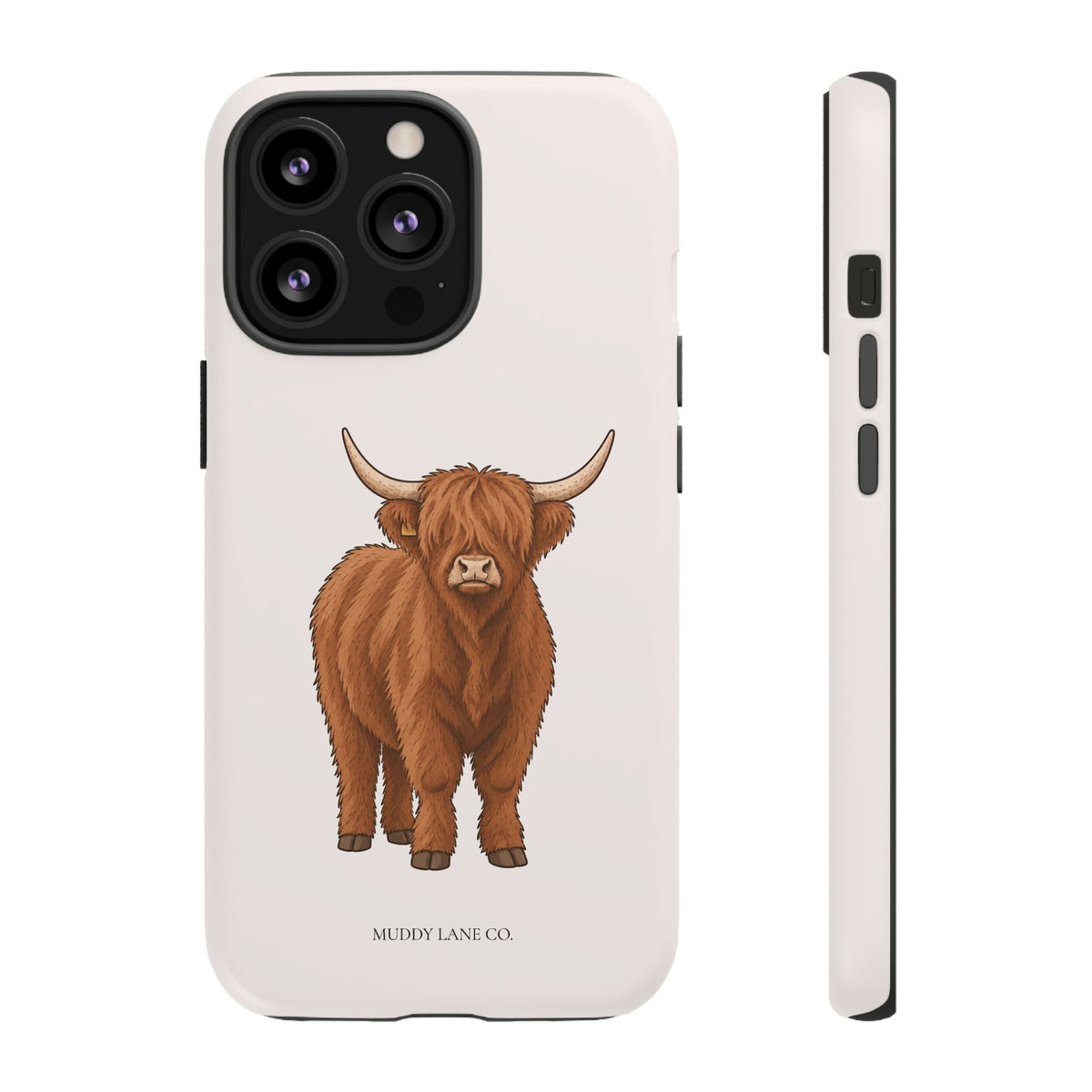Highland Cow Tough Phone Case in Warm Cream Matte