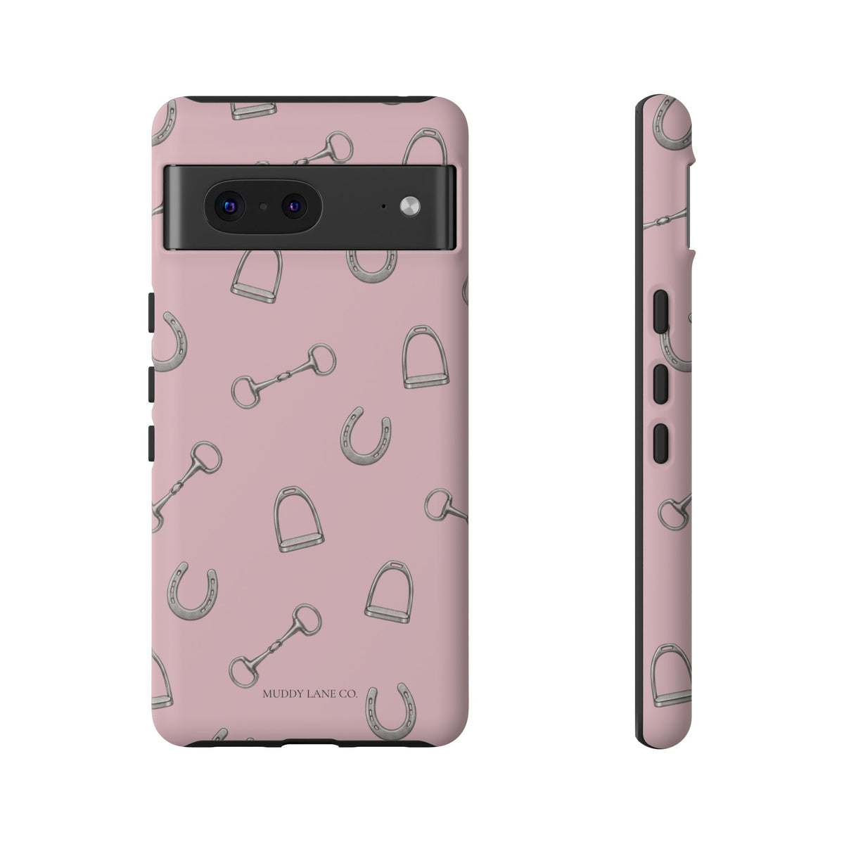 Tack Room Pattern Tough Phone Case in Soft Rosette Pink Matte