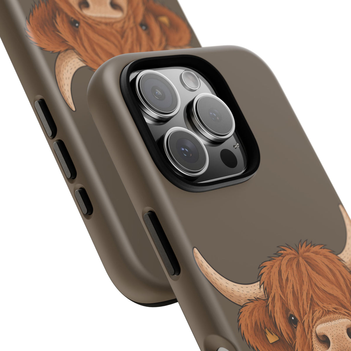 Highland Cow Close-Up Tough Phone Case in Taupe Brown Matte